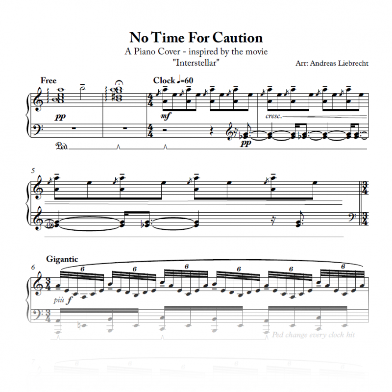No Time For Caution Piano Cover (PDF) Andreas Liebrecht
